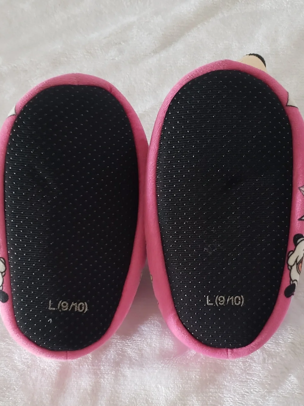 Disney Pink Minnie Mouse Plush Slip-On Slippers with Polka Dot Bows
